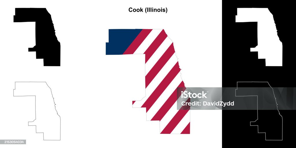Cook County Logo Vector Cook County Outline Map Set Stock Illustration - Download Image Now ...