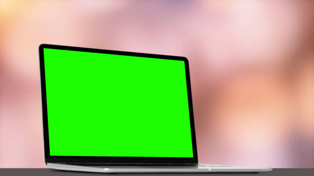 modern laptop computer on the table on the boke background