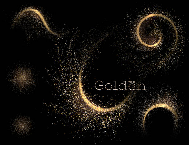 istock Set of wavy isolated shapes with golden glitter, design component 2153064986