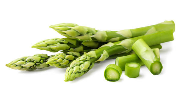 istock Asparagus and pieces on a white background. Isolated 2153065758