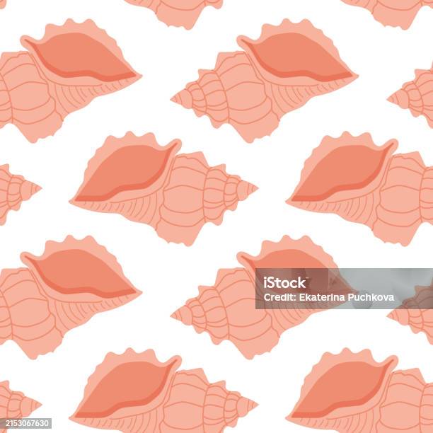 Summer Shell Pattern Background Seamless Pattern With Shells Vector Illustration Marine Summer ...