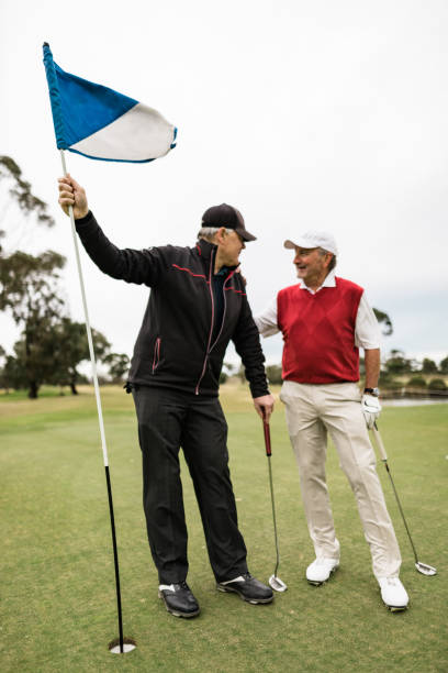 friends talking together at the golf course