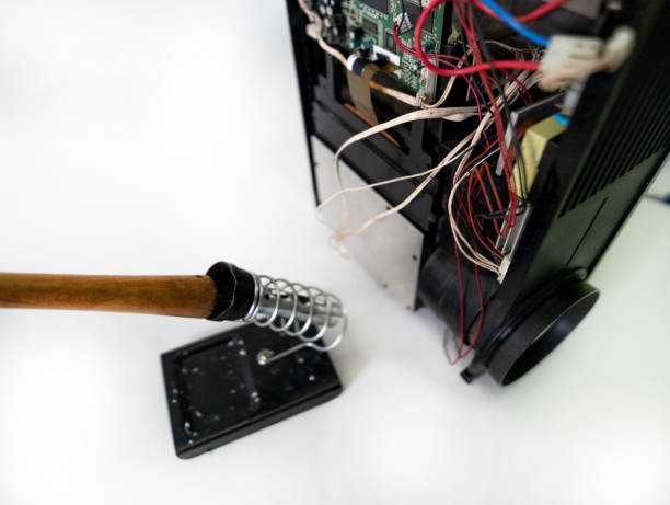 istock Video and multimedia projector open for maintenance with led lamp 2153071749