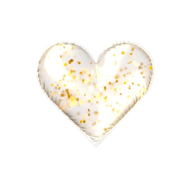 Transparent balloon with golden flakes heart. 3d render illustration.