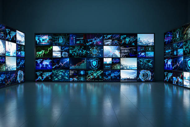 istock Creative dark screen room with reflections on floor. Information leak, news and security concept. 3D Rendering. 2153088992
