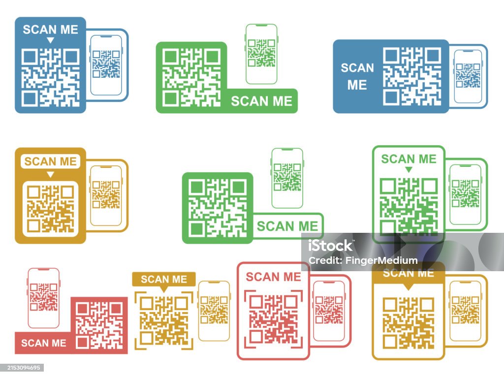Libre Qr Code Ilustración de Qr Code Frame Vector Set y más Vectores Libres de ...
