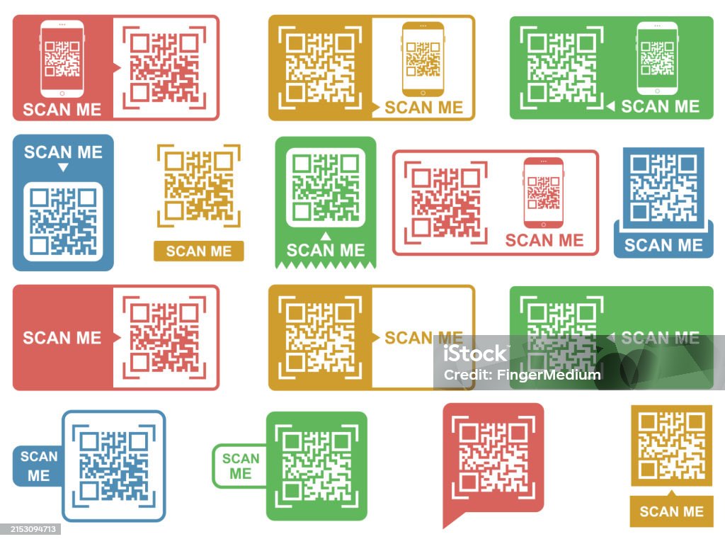 Phone Code Graphic Qr Code Vector Set Stock Illustration - Download Image Now - Bar Code ...