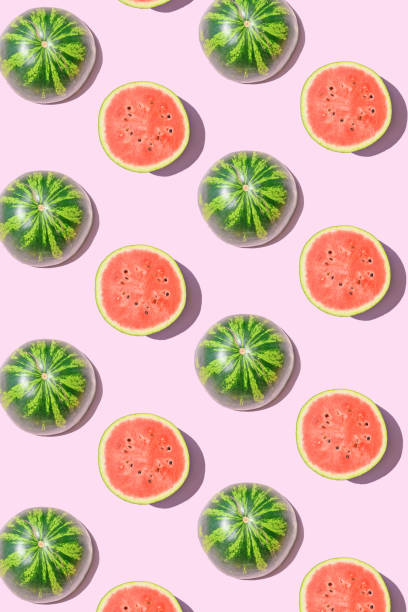 istock Pattern made of watermelon fruit on a pink background. 2153095718