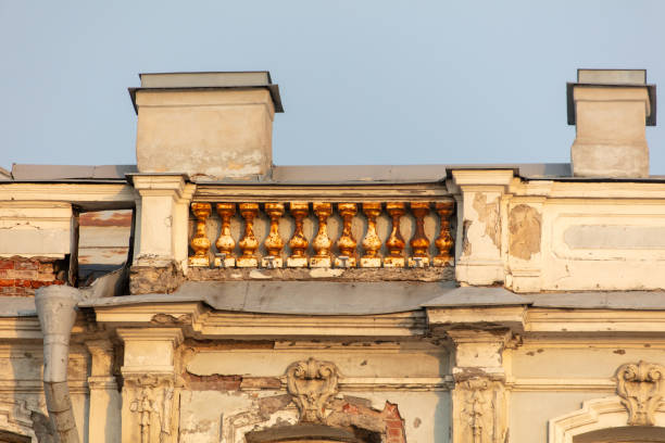 istock Rusty columns on the roof of a house 2153097445