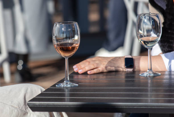 istock A glass of champagne on a table in a cafe 2153097506
