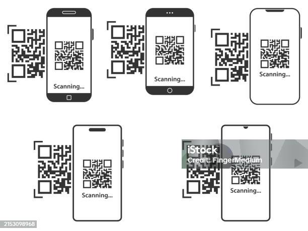 Mobile. Scan Symbol Mobile Phone Scan Qr Code Vector Set Stock Illustration - Download ...