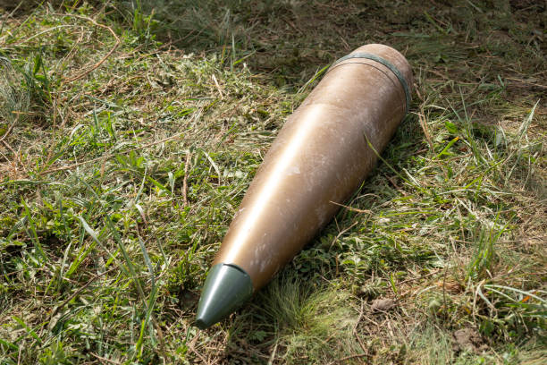 Panzerhaubitze 2000 (PzH 2000) self-propelled howitzer 155 mm gun ammunition on the ground