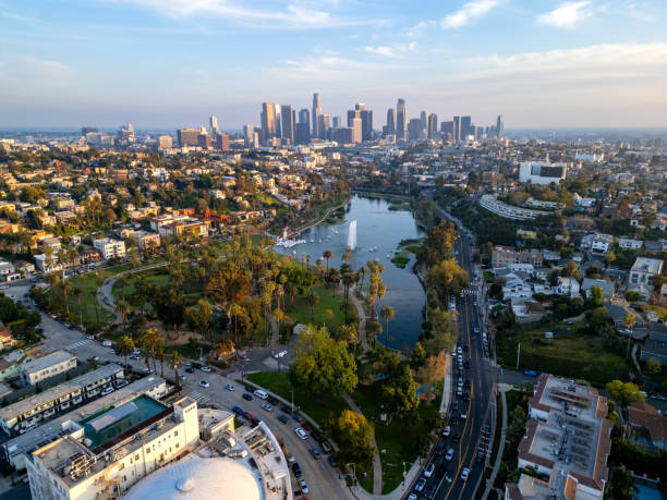 istock Los Angeles cityscape at sunset 2153106149