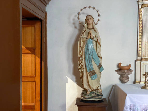 Statue of the Virgin Mary in a sacristy.