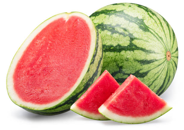 istock Seedless watermelon and water melon slices isolated on white background. Clipping path. 2153120800