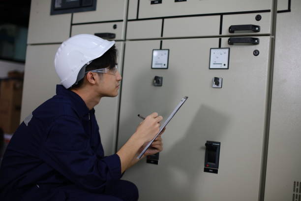istock The electrical engineer checks and inspects at MDB panel (Main Distribution Board ) in the Substation building, daily and checks the electric switchboard on the Main Distribution Boards of the factory 2153122978