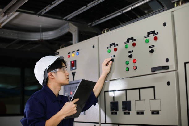 istock The electrical engineer checks and inspects at MDB panel (Main Distribution Board ) in the Substation building, daily and checks the electric switchboard on the Main Distribution Boards of the factory 2153123320