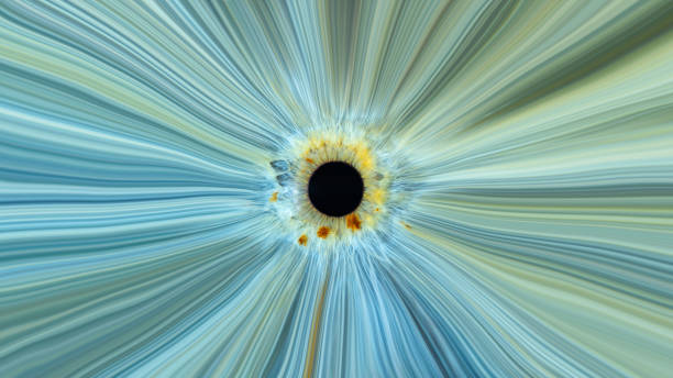 istock Light entering human eye at speed of light. Green-Blue colored iris with brown. Abstract background art work. 16:9 aspect ratio. Super resolution. 2153123892