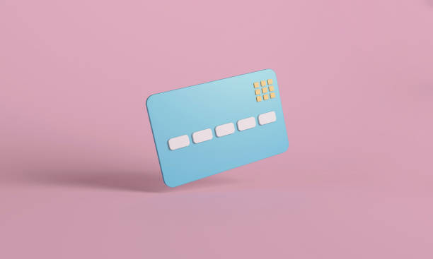 istock 3D Credit Card Floating on Pink Background. 2153130456