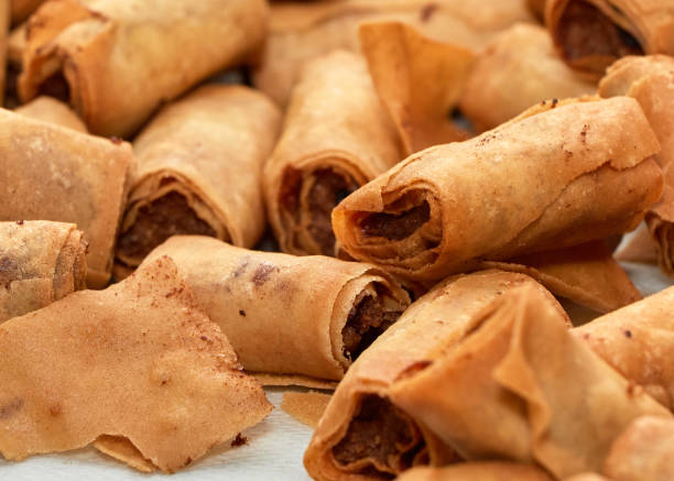 istock Phillipine Lumpia fried meat rolls on a platter 2153135787