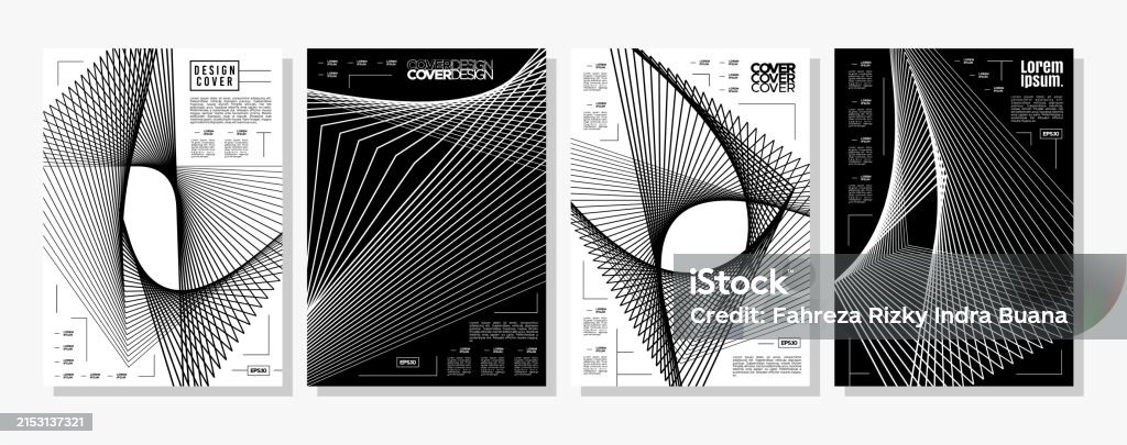 Sharp Line Abstract Black Technology Motion Sharp Line Abstract Cover Design Set Stock ...