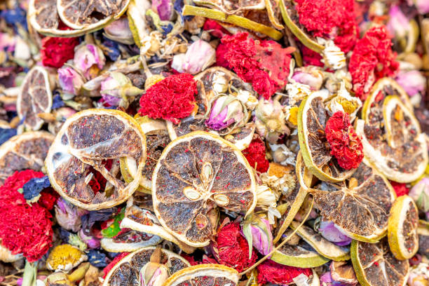 istock Close-up view of turkish mixed flower tea. Healthy tea. 2153142649