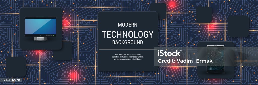 Modern Technology Style Vector Banner Design Template Stock ...