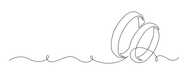 Two Engagement Rings Graphics Two Wedding Rings In One Continuous Line Drawing Love And Romantic ...