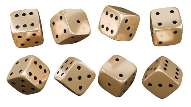 istock Casino gambling game. Gold luxury dice set. 2153156097