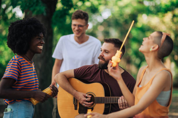 istock Multicultural street musicians having rehearsal in park. 2153156294