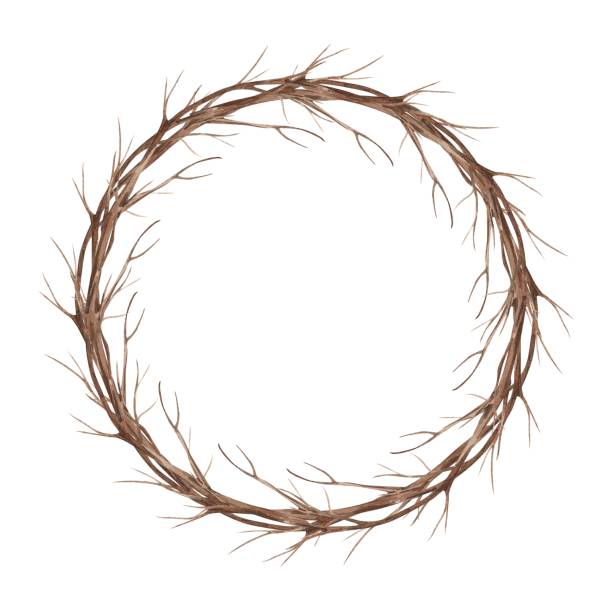 istock Wreath made of dry brown tree branches. Watercolor illustration in botanical style on isolated background. The wreath is suitable for cards, various holidays, invitations, weddings, banners, design. 2153156605