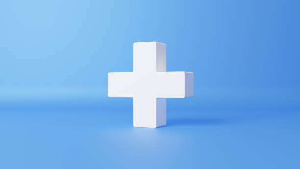 istock 3D Illustration.White cross on blue background.(horizontal) 2153161675