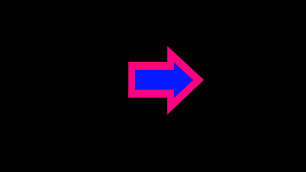 Right blue and pink arrow for road direction . Modern simple arrows. arrow neon icon. Simple thin line, outline of Arrow icons.