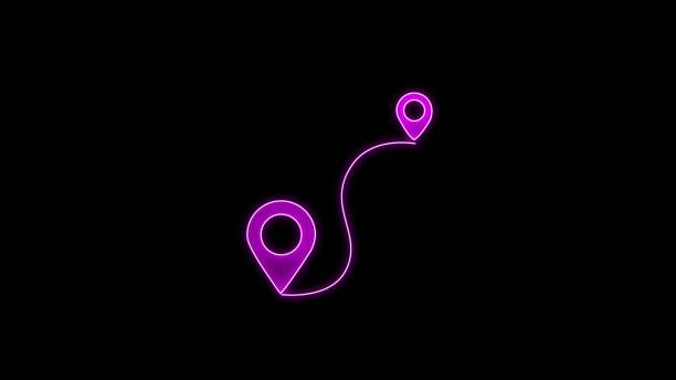 istock Map label icon. Neon geo location pin icon in four different colors isolated on black background. 3D realistic location GPS map pin. 2153166496