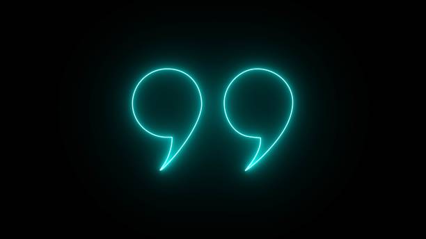 istock Quote marks. Quote Marks outline, speech marks, commas. 3d Illustration. Glowing neon Quotation marks on black background. neon Quote marks comma. 2153166559