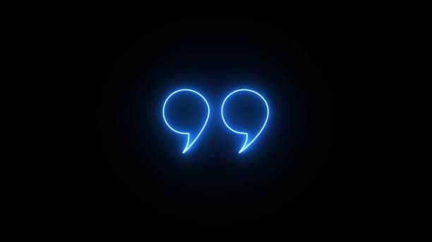 istock Quote marks. Quote Marks outline, speech marks, commas. 3d Illustration. Glowing neon Quotation marks on black background. neon Quote marks comma. 2153166562