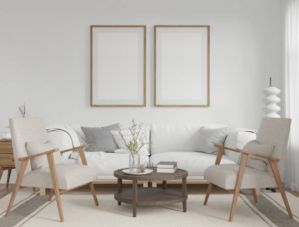 istock Mockup frame, poster in home living elegance design, cozy element mockup interior, 3d rendering. 2153178678