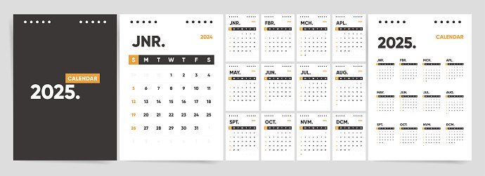 Set Of 2025 Calendar Planner Template For Office And Home Work Vector ...
