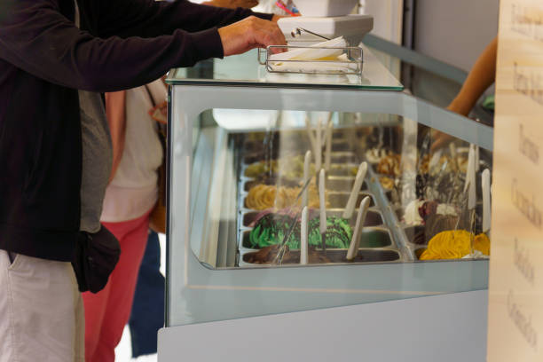 buying ice cream in an ice cream parlor