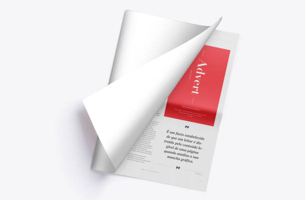 Newspaper Advertising Banner on Magazine, Brochure Mockup 3D Rendering