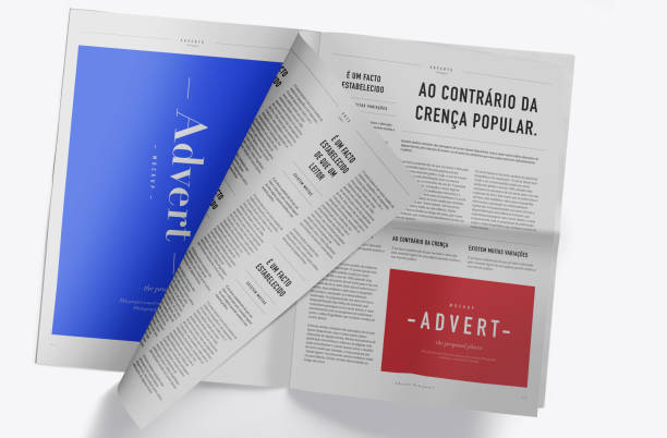 istock Newspaper Advertising Banner on Magazine, Brochure Mockup 3D Rendering 2153185304