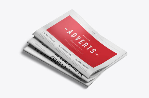 Newspaper Advertising Banner on Magazine, Brochure Mockup 3D Rendering on Isolated Background