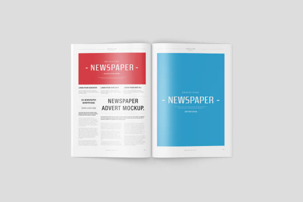 istock Newspaper Advertising Banner on Magazine, Brochure Mockup 3D Rendering 2153185602
