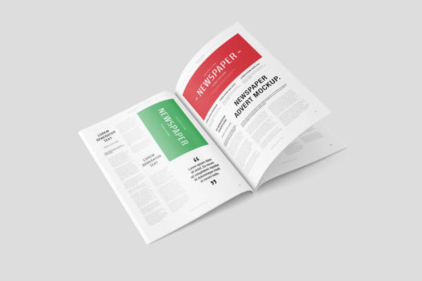 istock Newspaper Advertising Banner on Magazine, Brochure Mockup 3D Rendering 2153185608