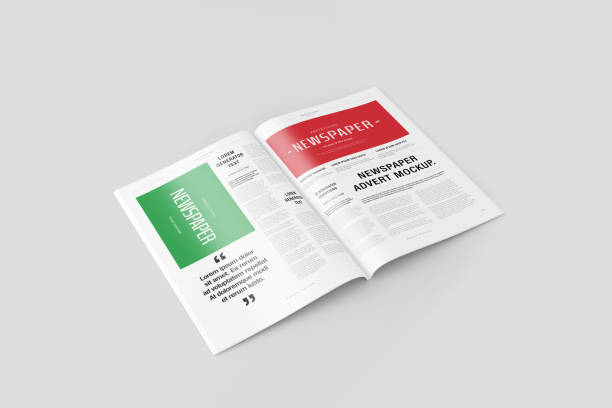 istock Newspaper Advertising Banner on Magazine, Brochure Mockup 3D Rendering 2153185624