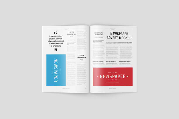 istock Newspaper Advertising Banner on Magazine, Brochure Mockup 3D Rendering 2153185733