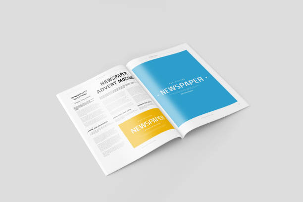 istock Newspaper Advertising Banner on Magazine, Brochure Mockup 3D Rendering 2153185743