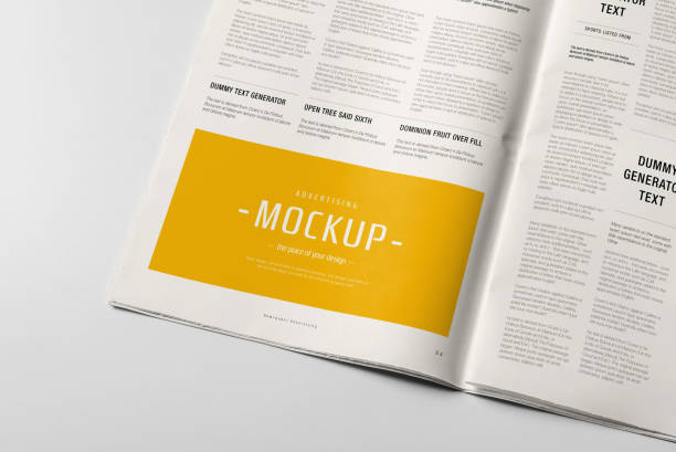 istock Newspaper Advertising Banner on Magazine, Brochure Mockup 3D Rendering 2153185910