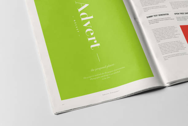 istock Newspaper Advertising Banner on Magazine, Brochure Mockup 3D Rendering 2153185938