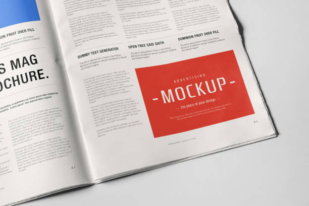 istock Newspaper Advertising Banner on Magazine, Brochure Mockup 3D Rendering 2153185946
